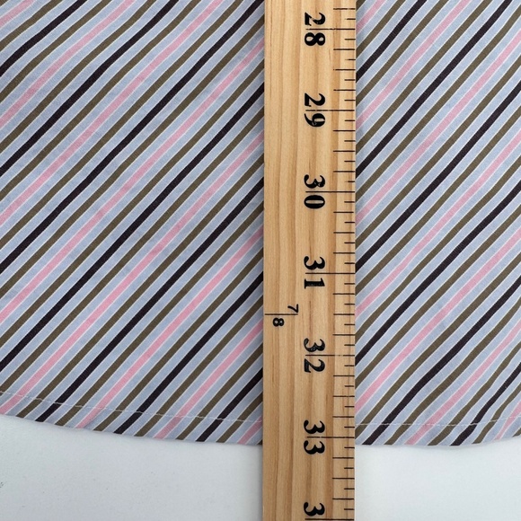 Bachrach Shirt Men Large Pink Multicolor Stripes Long Sleeve Button Up Office - Picture 10 of 11